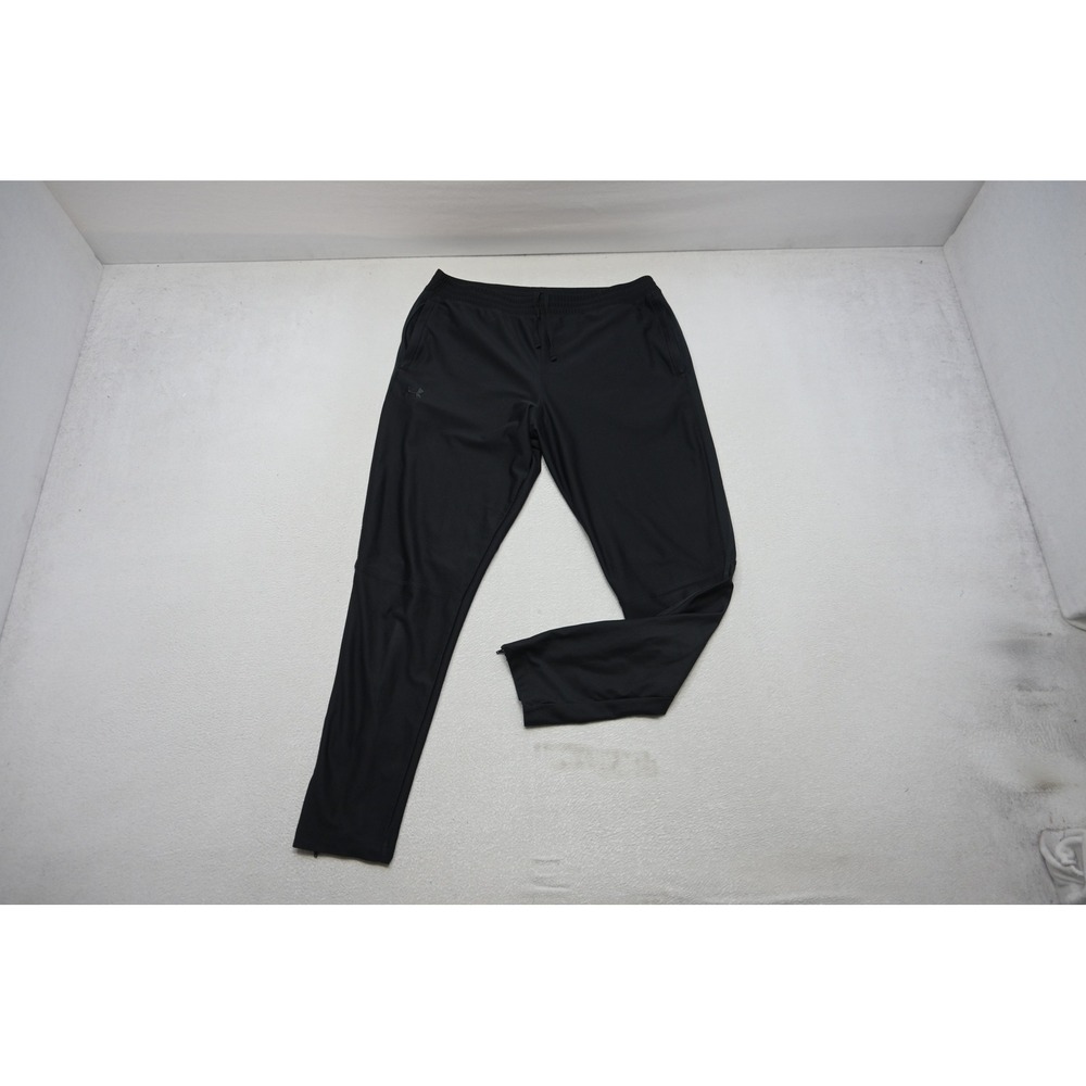 Under Armour Track Pants Mens XL Black Tapered Ankle Zip Athletic Excellent